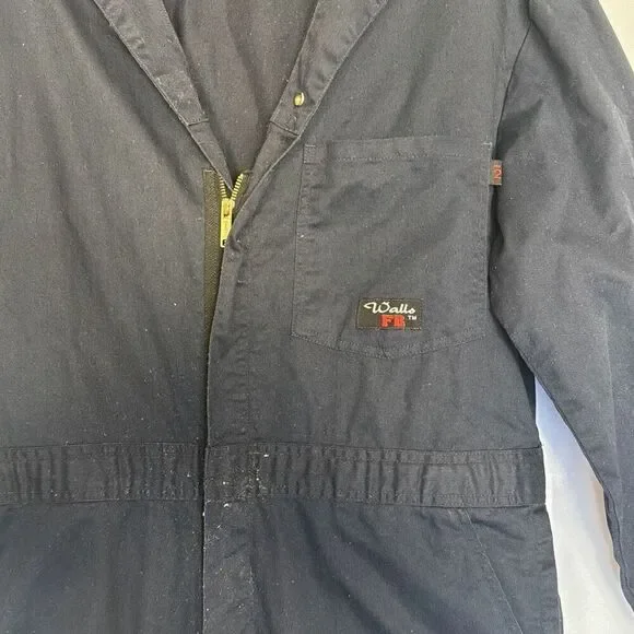 Walls FR Mens Coveralls Workwear Large Fire Resistant Jumpsuit Overall Navy Blue - Picture 3 of 9